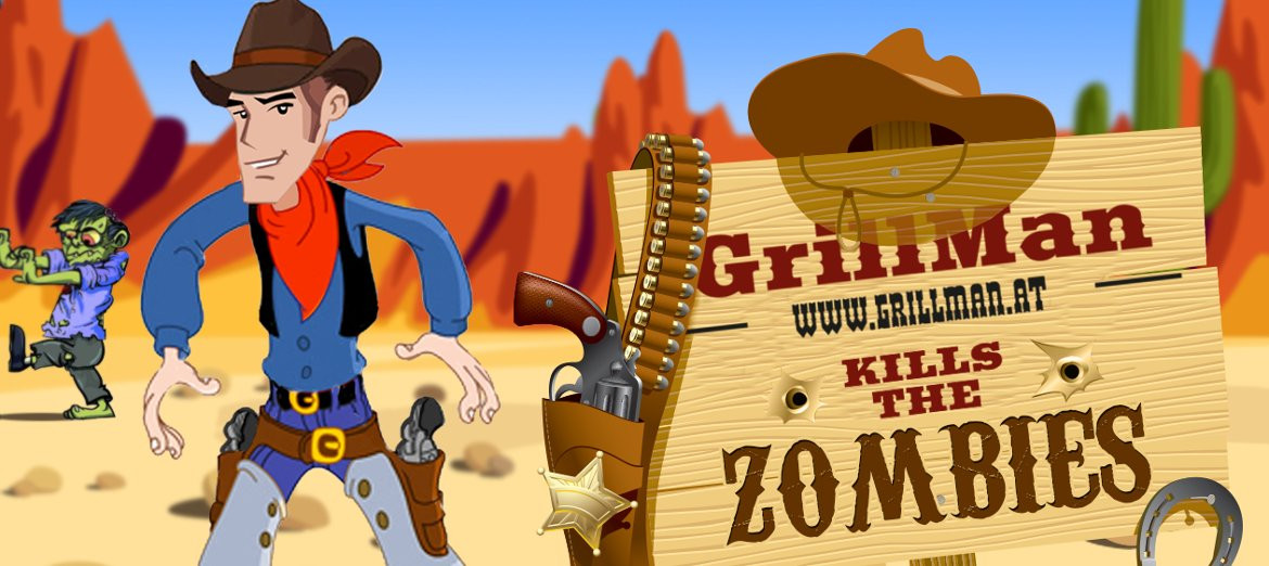GrillMan Kills the Zombies – Cartoon-Spiel mit Cowboy und Zombies